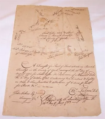 1783 YORK PA Berwick TWP  Land Survey Deed Paper Document Jacob Tyler • $19.99