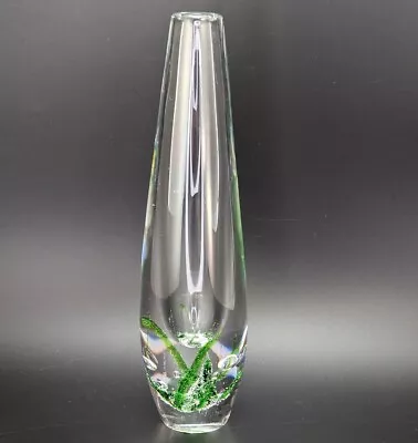 Kosta Boda Art Glass Vicke Lindstrand Vase Green Seaweed Bubble • $79.99