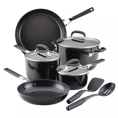KitchenAid Hard Anodized 10 Piece Nonstick Pots And Pans Set Onyx Black • $134.91