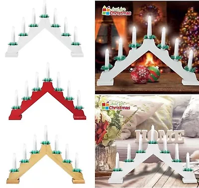 XMAS Christmas Candle Bridge Arch Led Pre Lit Wooden Window Home Decorations • £9.89