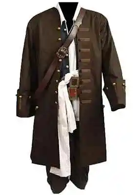 Captain Cosplay Jack Costume Sparrow Suit Mens Pirates Uniform Coat Caribbean • $64