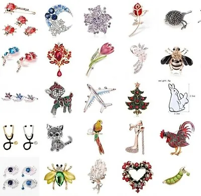 Brooch Crystal Rhinestone Animal Lovely Broach Pin Bridal Jewelry Accessory T FT • £2.62