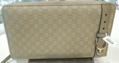 $399 • Buy Gucci Micro GG Guccissima Long Beige Belt Zipper Wallet - Excellent & Authentic