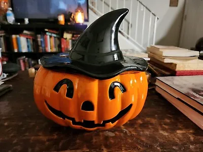 Pottery Barn Pumpkin Cookie Jar Halloween Jack O Lantern • $121.60