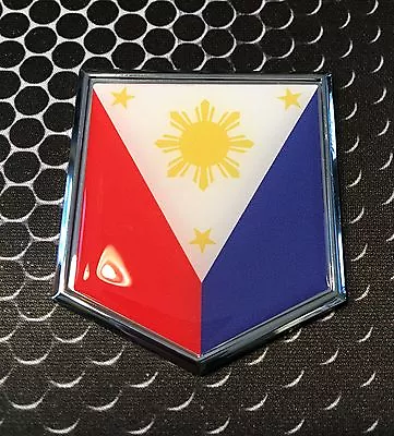 $10.99 • Buy Philippines Flag Domed CHROME Emblem Flag Car 3D Sticker 2 X 2.25  Pilipinas