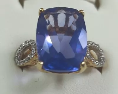 £75 • Buy 9ct Gold Corn Flower Blue Sapphire & Diamond Ring 9k 375 Size O 4.37g Not Scrap