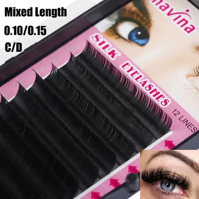 Eyelashes Extension Individual False Eyelashes Mixed Length  Soft Faux Mink • £4.01