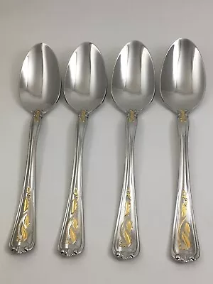 Lenox GOLDEN HOLIDAY Glossy 18/8 Stainless 4 Teaspoons Flatware • $42.50