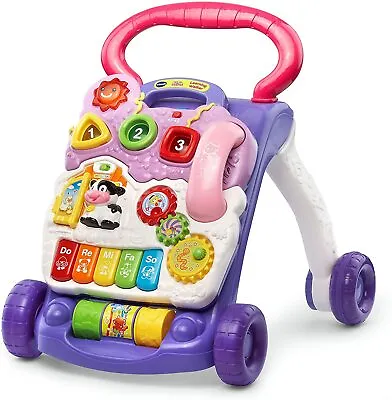 VTech Baby Push Walker Toddler Interactive Learning Toy Sit-to-Stand Lavender • $44.77