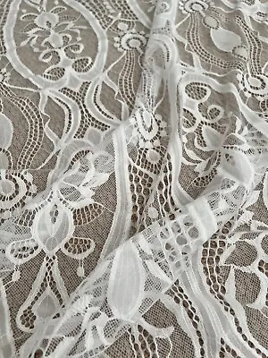 Ivory Bridal Scallop Lace Chantilly Raschel Boho Lace Large Goblet Design • £13