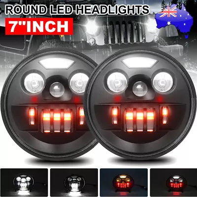 Pair 7inch LED Headlights Projector Hi/Lo Beam DRL Light For Jeep Wrangler JK GQ • $50.98