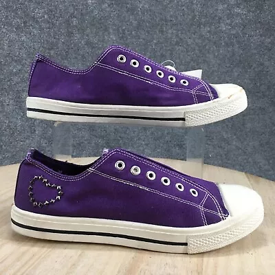 Miley Cyrus And Max Azria Shoes Women 9 Laceless Casual Sneakers Purple Canvas • $36.99