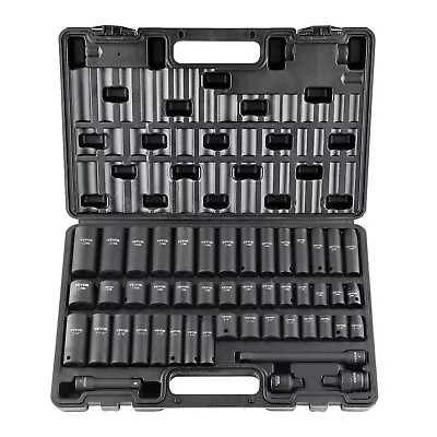 VEVOR Impact Sockets Set 48pcs 6-Point 3/8in Drive Bit Ratchet Tool Kit Case • $42.99