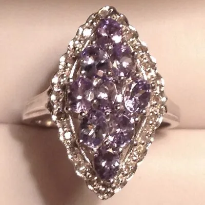 ~New Exquisite 1.45 CTW Natural Tanzanite & Diamond Cluster Ring  Size 7  • $95