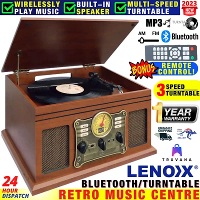 $203.68 • Buy Bluetooth Turntable Vinyl Record Player Vintage Radio CD USB Stereo Cassette 