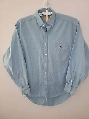 Vintage Duck Head Medium Blue Button Up Long Sleeve Outdoor Shirt USA Made • $30