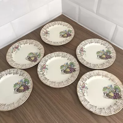 Vintage Staffordshire Barratts Pottery  Crinoline Lady Tea Plates Spares X 6 • £18.20