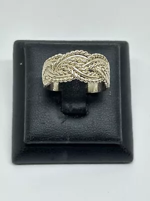 Vintage Solid 925 Sterling Silver ROPE DESIGN RING 4.57g Size 7 • $0.99