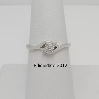 1/10CT Diamond Halo Solitaire Engagement Wedding Bridal Ring 10K White Gold • $139.99