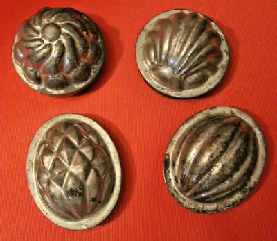 Vintage Set Of 4 Tin Lidded Molds England Shiny! Shell Artichoke Martha Stewart • $99.99