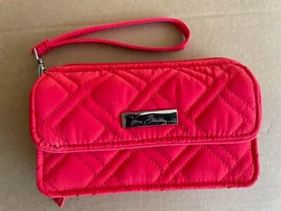 Vera Bradley Iconic RFID Accordion Wallet Wristlet Red Crossbody • $13.99