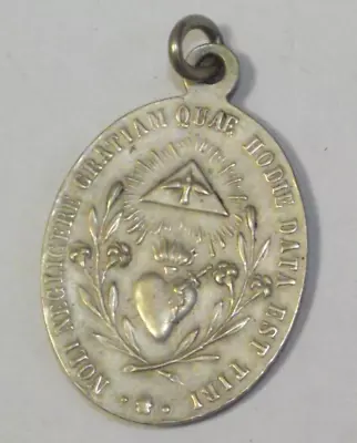 Vintage Religious Large Oval Pendant Medal Virgin Mary Jesus Holy Spirit • $20