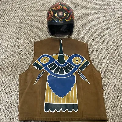 Vintage 1960's Motorcycle Helmet - BELL BUCO Lambs Wool Vest Hippie Woodstock • $300