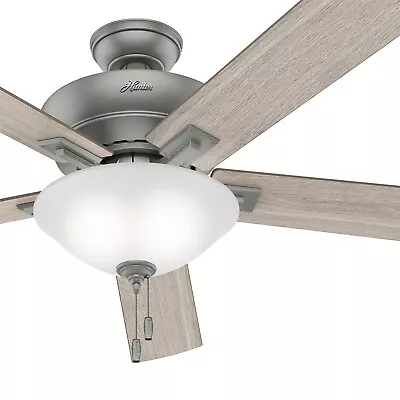 Hunter Fan 60 In Traditional Matte Silver Ceiling Fan With Light And Pull Chain • $105.19