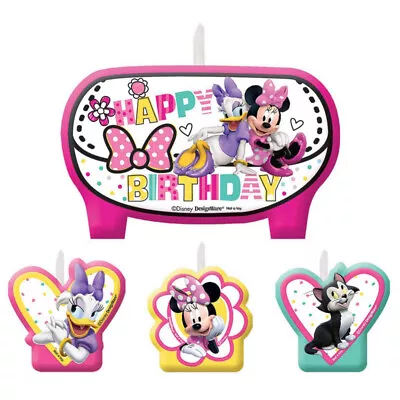 MINNIE MOUSE Birthday Cake Candle Set 4 Pieces Kids Party • $4.38