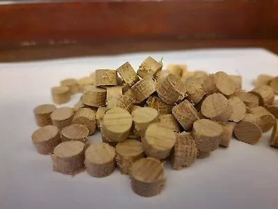 10MM FACE  GRAIN SOLID OAK PLUGS STRAIGHT 100 Pieces  • £10