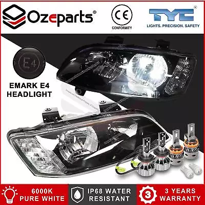 Pair Headlights Black + LED Globes For Holden Commodore VE S2 Omega SS SV6 10~13 • $264