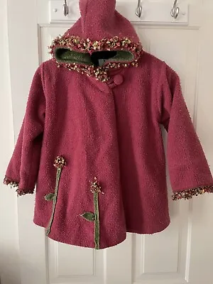 Corky & Company Girls 6 Hooded Zip Up Jacket Fleece Blend Pink Swing Coat • $18.20