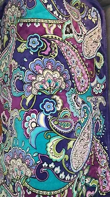 RETIRED Vera Bradley HEATHER Throw Blanket Teal Purple PAISLEY 50”x80” • $24.79