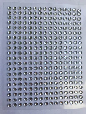£2.10 • Buy 3mm X300 Clear Gems Silver Diamante Rhinestones Sticky Diamonte Stickers