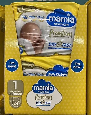 £28.90 • Buy 10 X Mamia Newborn 24 Premium Nappies Size 1(2-5 Kg/4-11 Lbs) DryFast Technology
