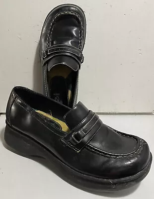 L.e.i. Vintage Black Women’s Sz 6 1/2 Shoes Slide-ons Chunky Heel Earth Style • $32