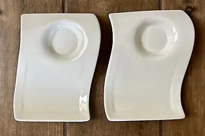 NWT Pair Of Villeroy & Boch New Wave Caffe White Snack Party Plates 6 3/4  • $20.23