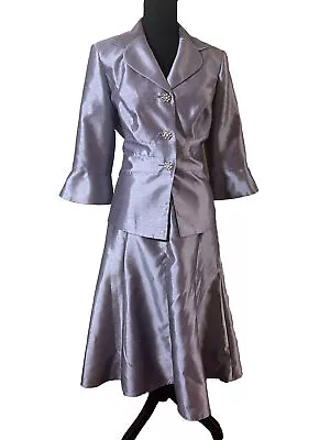 Dana Kay Purple Lilac Shimmer Satin 2-Piece Church Suit Size 8 Special Occasion • $59.88