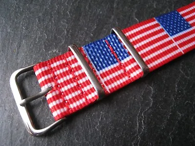 Stars & Stripes USA/US  Military Style Nylon Watch Strap. From UK. • £6.95