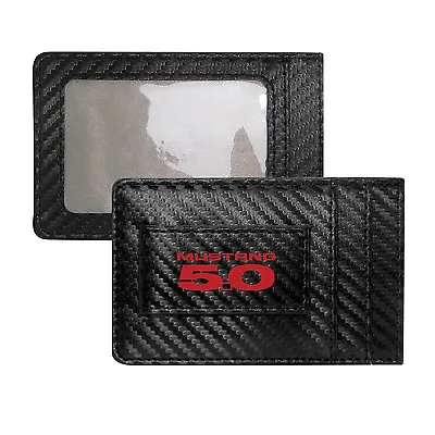 Ford Mustang 5.0 In Red Carbon Fiber RFID Card Holder Wallet With Money Clip • $20.99