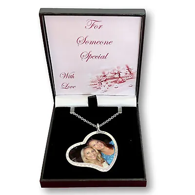 Beautiful Photo Necklace Heart Pendant With Any Photograph Personalised Gift • £15.99