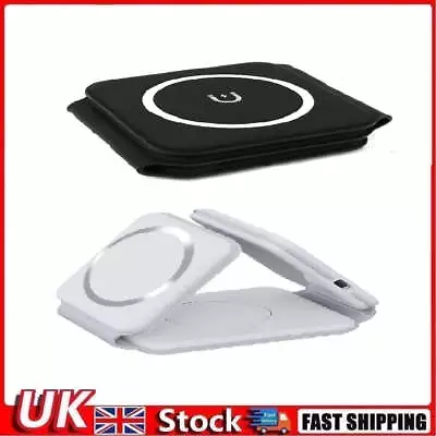 3 In 1 Foldable 15W Magnetic Wireless Charger Mat Pad For IPhone Apple Watch Bla • £12.95