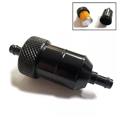 Universal Motorcycle Inline Fuel Filter 8mm 5/16 In CNC Aluminium Housing Kit • $5.99