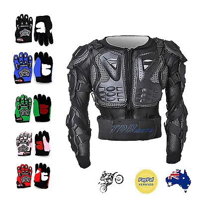 Kids Children Youth Motorcycle Body Armour Jacket Armor Gloves Motorbike Gear AU • $40.42