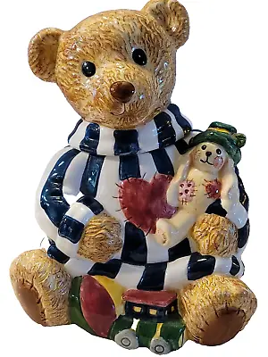 OND Cookie Jar Bear With Striped Clothes And Bunny And Train VTG  • $39.95