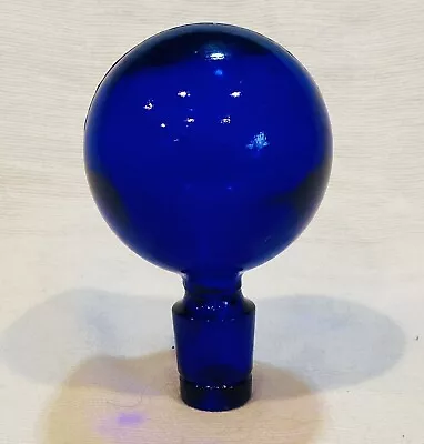 Vintage Cobalt Blue 3” Round Glass Ball Decanter Bottle Stopper • $44.99