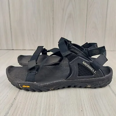 Merrell All Out Blaze Web Sandals Shoes Mens Sz 10 Black J37647 Vibram Hiking • $20.99