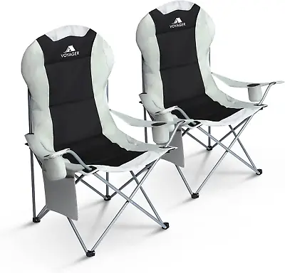 2 Voyager Adults Premium Padded Folding Camping Caravan Chairs Holds Up To 120Kg • £72.99