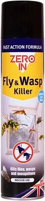 Zero In Fly And Wasp Killer Spray 300 Ml Aerosol Fast-Acting Control For Insect • £7.29