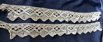 Two (2) Vintage 2 1/4” Wide Crochet Lace Edging Trim Fragments 19  Long • $11.99